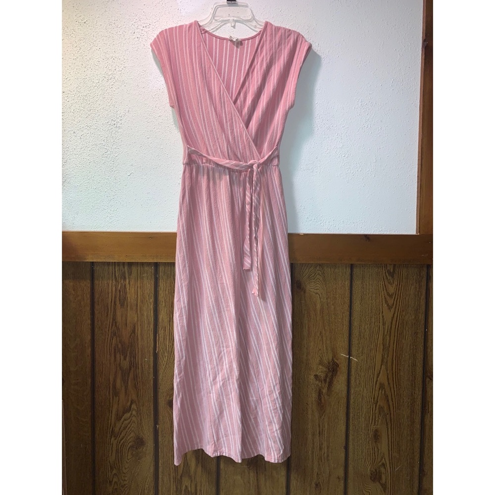 Sz M Caution to the Wind Pink Pinstripe Jumpsuit